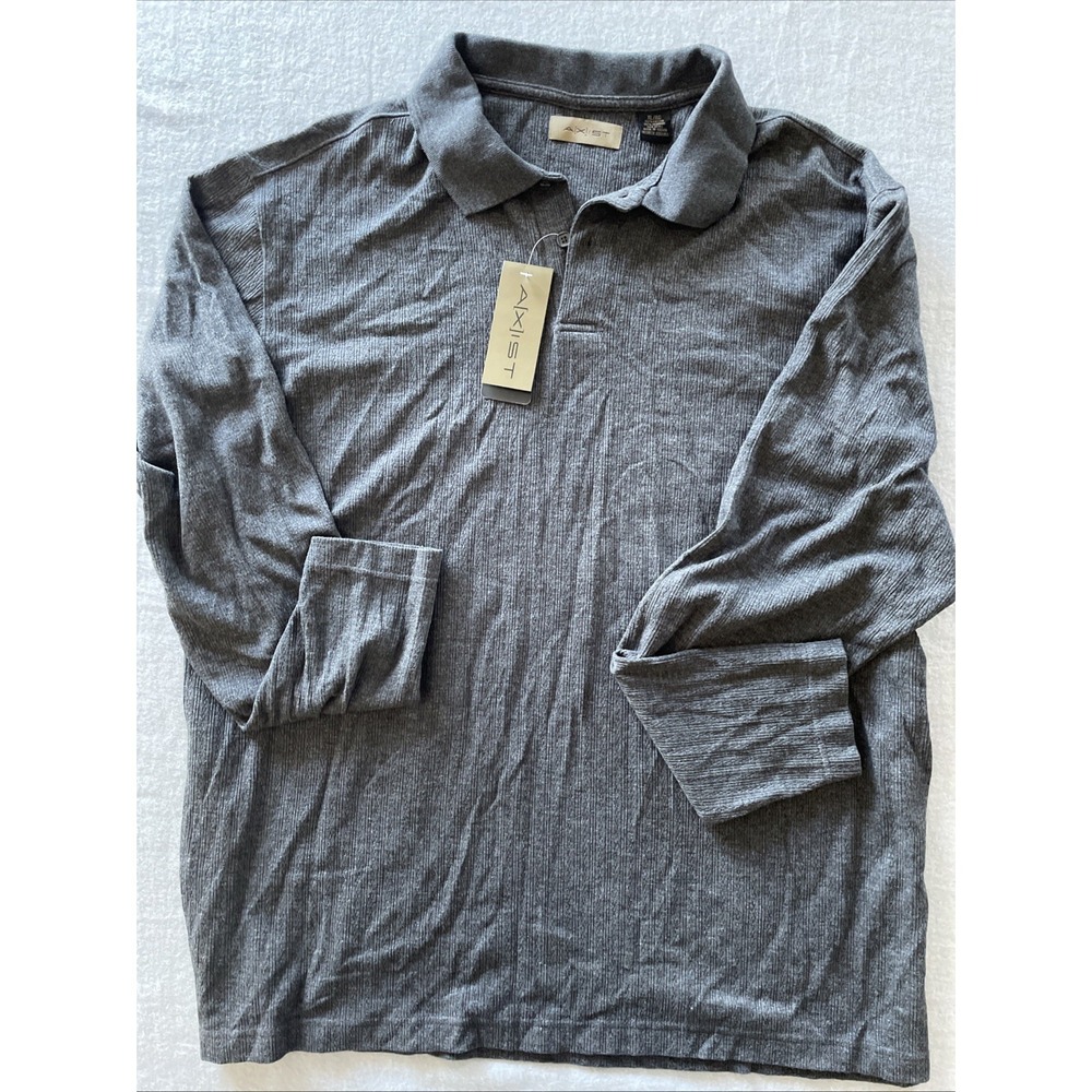 Axist Granite Ribbed Long Sleeve Polo Sweater Shirt. Men's‎ - Size XL
